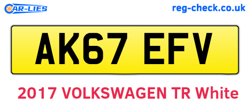 AK67EFV are the vehicle registration plates.