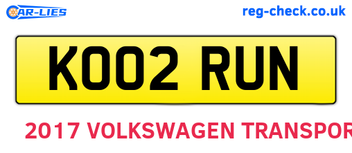 KO02RUN are the vehicle registration plates.