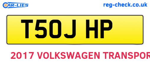 T50JHP are the vehicle registration plates.