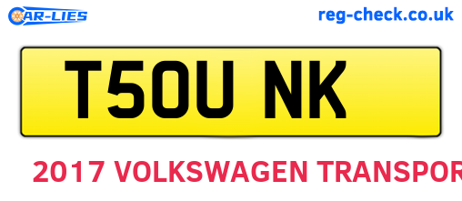 T50UNK are the vehicle registration plates.