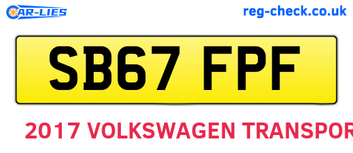SB67FPF are the vehicle registration plates.
