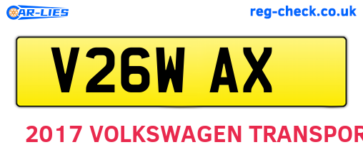 V26WAX are the vehicle registration plates.