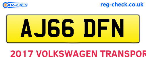 AJ66DFN are the vehicle registration plates.