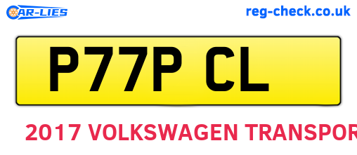 P77PCL are the vehicle registration plates.