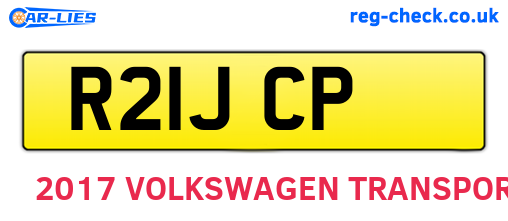 R21JCP are the vehicle registration plates.