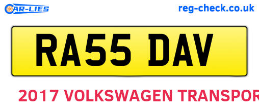 RA55DAV are the vehicle registration plates.