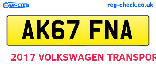 AK67FNA are the vehicle registration plates.