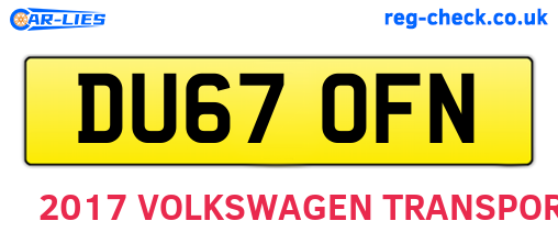 DU67OFN are the vehicle registration plates.