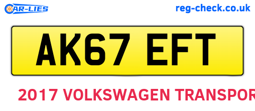 AK67EFT are the vehicle registration plates.