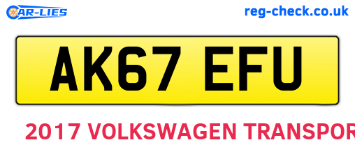 AK67EFU are the vehicle registration plates.