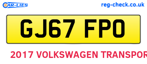 GJ67FPO are the vehicle registration plates.