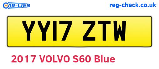 YY17ZTW are the vehicle registration plates.