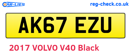 AK67EZU are the vehicle registration plates.