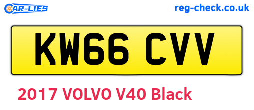 KW66CVV are the vehicle registration plates.