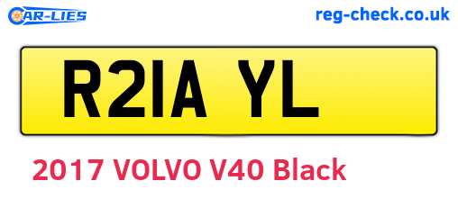 R21AYL are the vehicle registration plates.