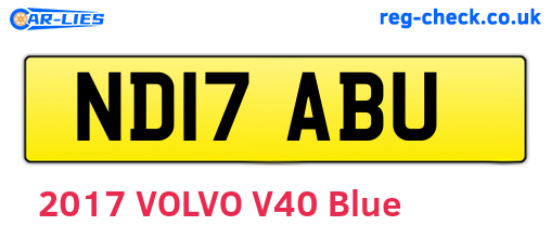 ND17ABU are the vehicle registration plates.