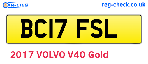 BC17FSL are the vehicle registration plates.