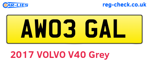 AW03GAL are the vehicle registration plates.