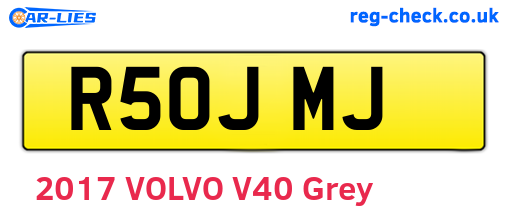 R50JMJ are the vehicle registration plates.