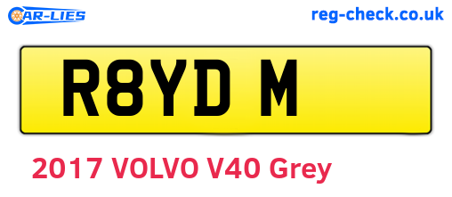 R8YDM are the vehicle registration plates.