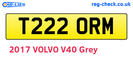 T222ORM are the vehicle registration plates.