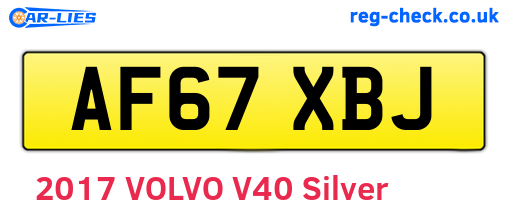 AF67XBJ are the vehicle registration plates.