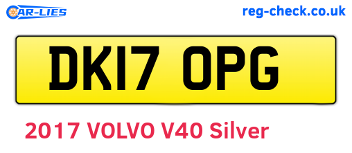 DK17OPG are the vehicle registration plates.