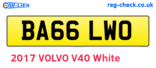 BA66LWO are the vehicle registration plates.