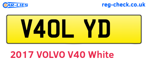 V40LYD are the vehicle registration plates.