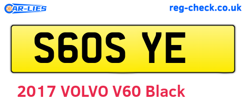S60SYE are the vehicle registration plates.