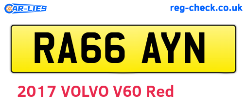 RA66AYN are the vehicle registration plates.