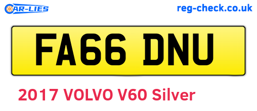 FA66DNU are the vehicle registration plates.
