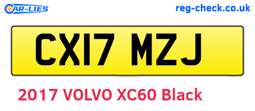 CX17MZJ are the vehicle registration plates.