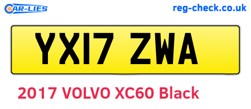 YX17ZWA are the vehicle registration plates.