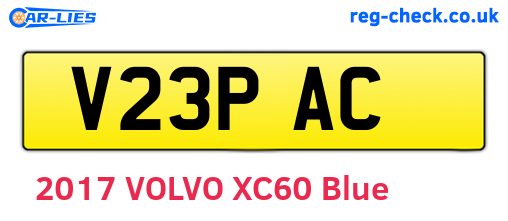 V23PAC are the vehicle registration plates.