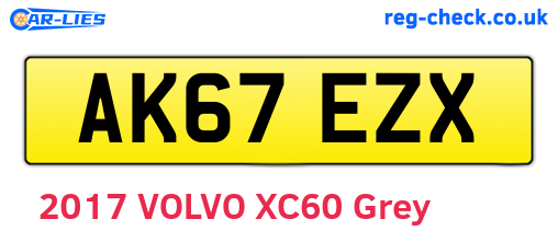 AK67EZX are the vehicle registration plates.