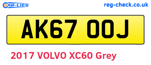 AK67OOJ are the vehicle registration plates.