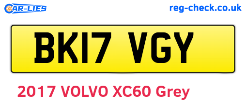 BK17VGY are the vehicle registration plates.