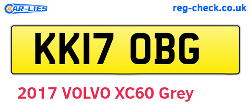 KK17OBG are the vehicle registration plates.