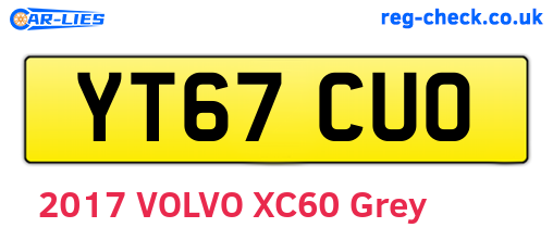 YT67CUO are the vehicle registration plates.