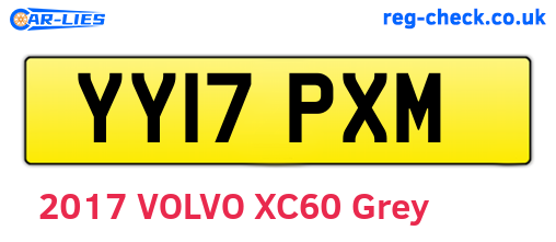 YY17PXM are the vehicle registration plates.