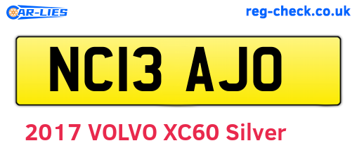 NC13AJO are the vehicle registration plates.