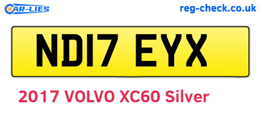 ND17EYX are the vehicle registration plates.