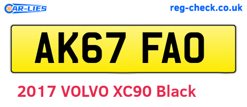 AK67FAO are the vehicle registration plates.
