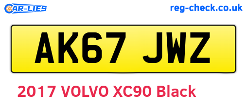 AK67JWZ are the vehicle registration plates.
