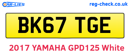 BK67TGE are the vehicle registration plates.