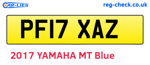 PF17XAZ are the vehicle registration plates.