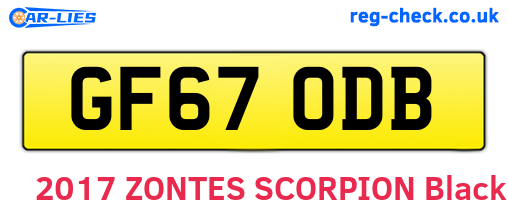 GF67ODB are the vehicle registration plates.