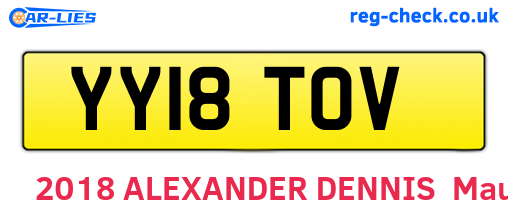 YY18TOV are the vehicle registration plates.