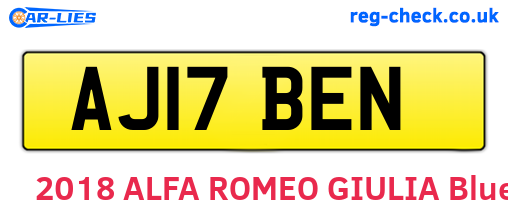 AJ17BEN are the vehicle registration plates.